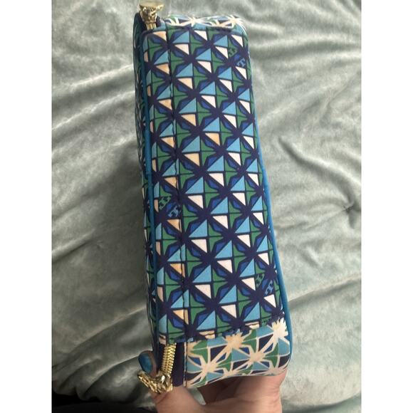 Tory Burch Target Nieman Marcus Blue Geometric Insulated Lunch Box Top Handle - Picture 5 of 6